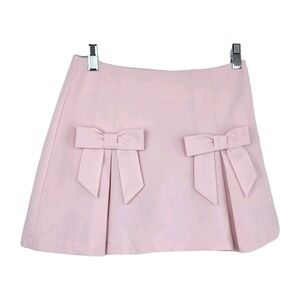 Alter'd State Florence Bow Mini Skort Size XS Pink Coquette Skirt Side Zip